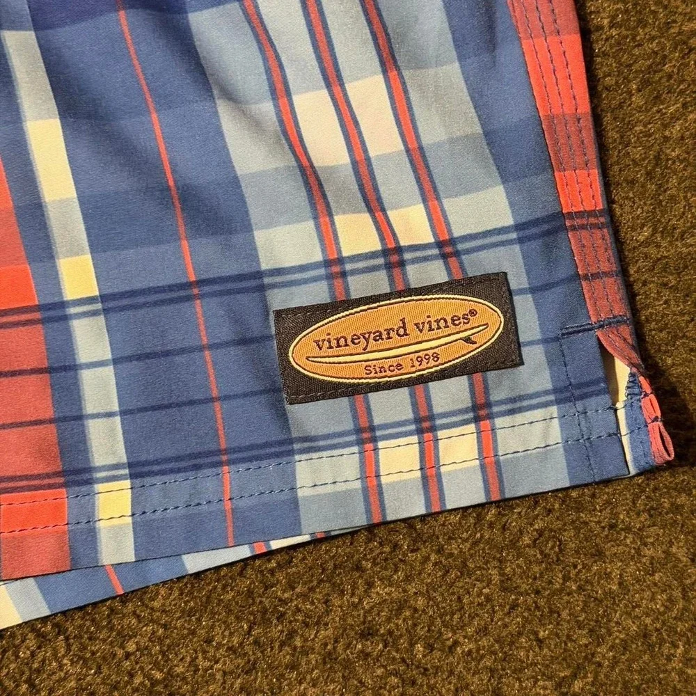 Vineyard Vines Plaid Chappy Swim Trunks Size M Preppy Outdoor Vacation